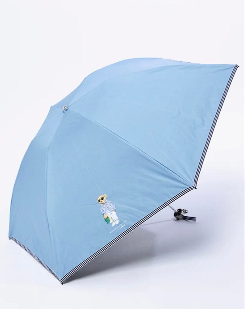 POLO ポロベア 晴雨兼用折りたたみ傘 遮光 遮熱UV（サックスブルー）