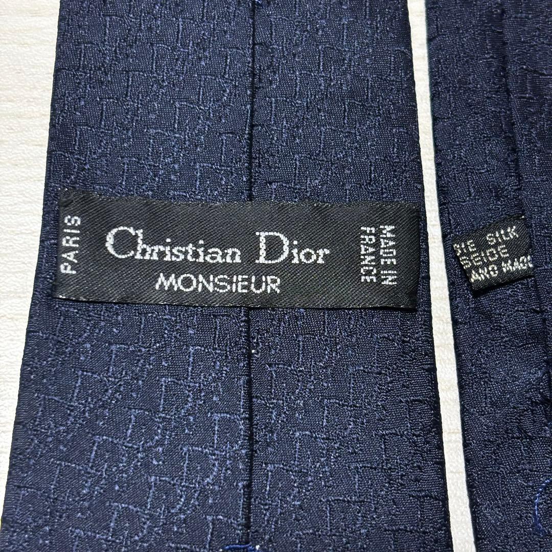 Christian Dior ディオール トロッター柄 シルクネクタイ ネイビー