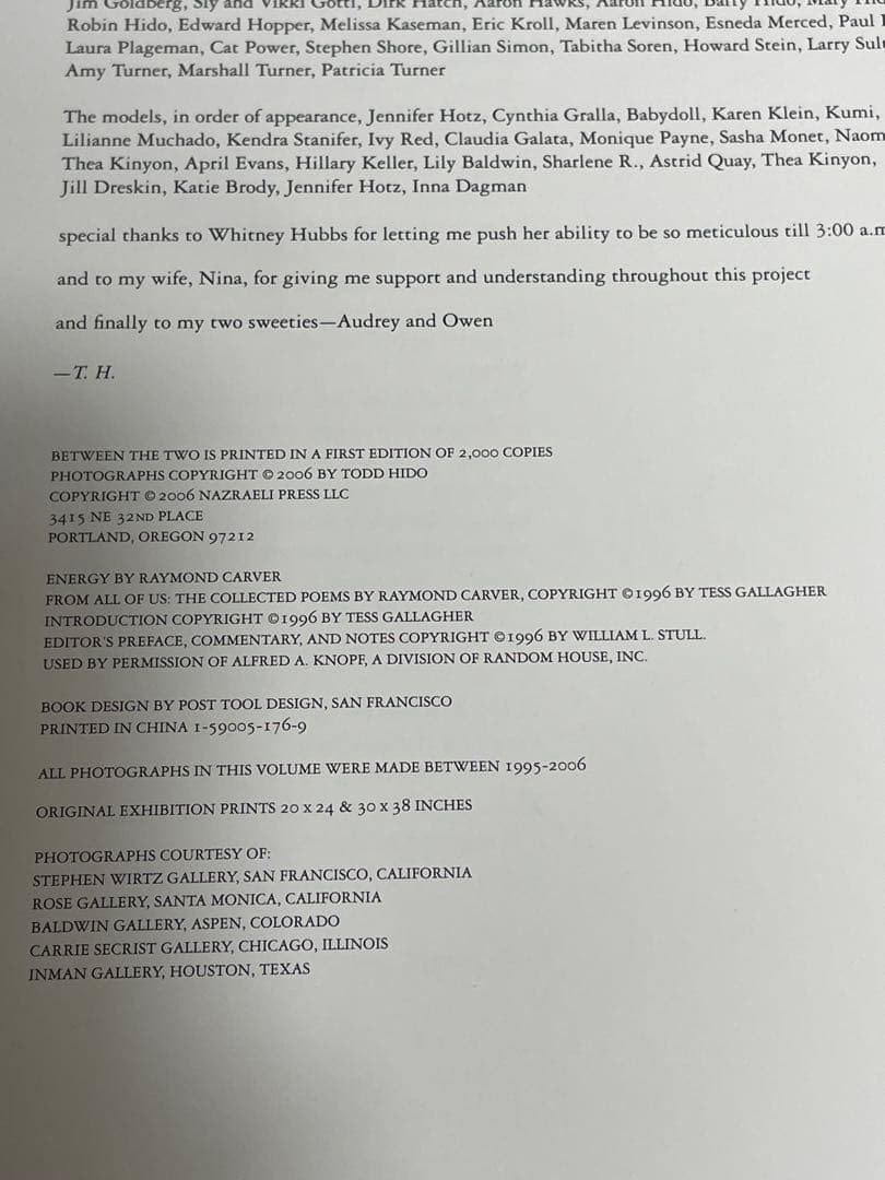 Todd Hido 写真集 Between the Two サイン本