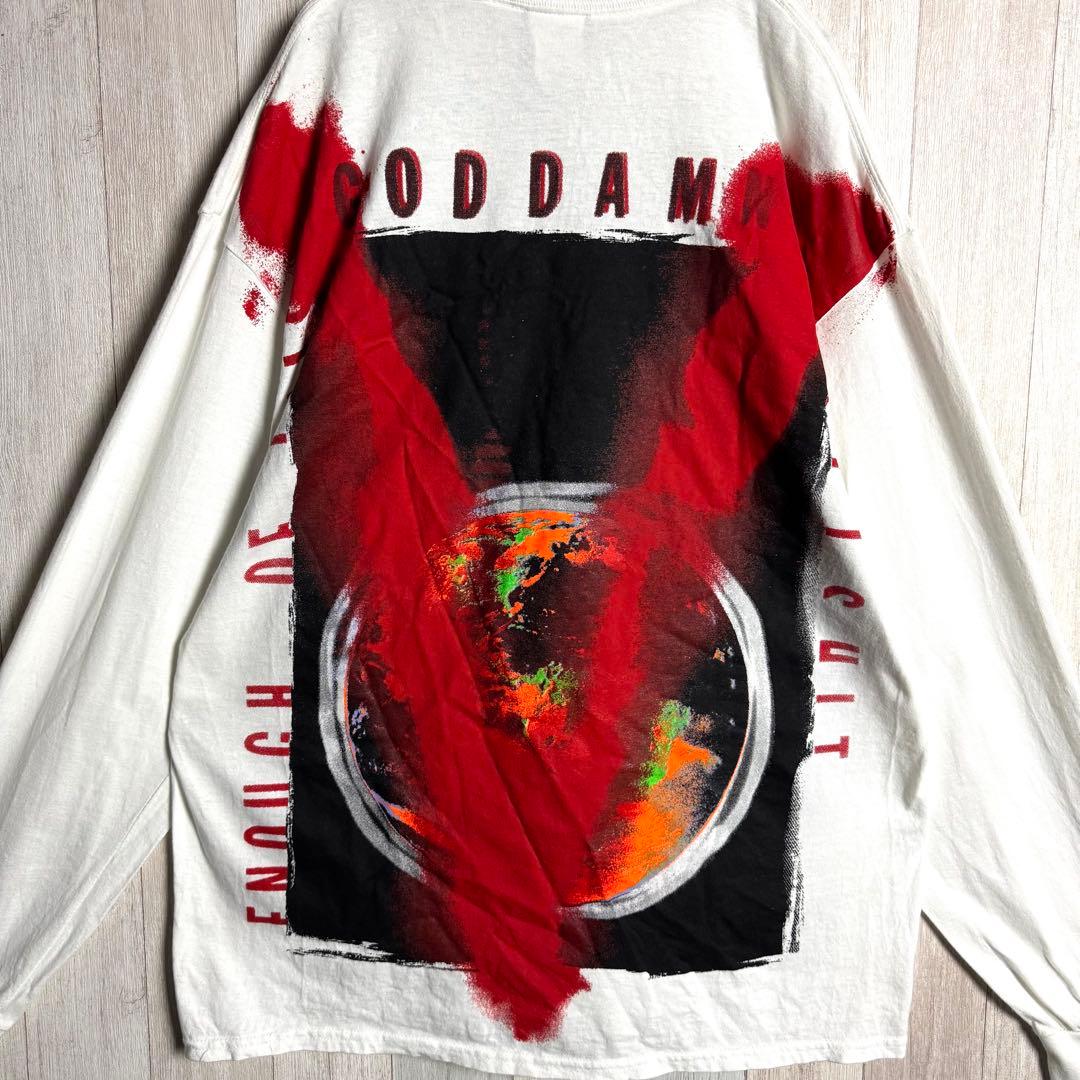 3534【限定販売品・美品】セントマイケル 両面プリント 長袖Tシャツ ロンT