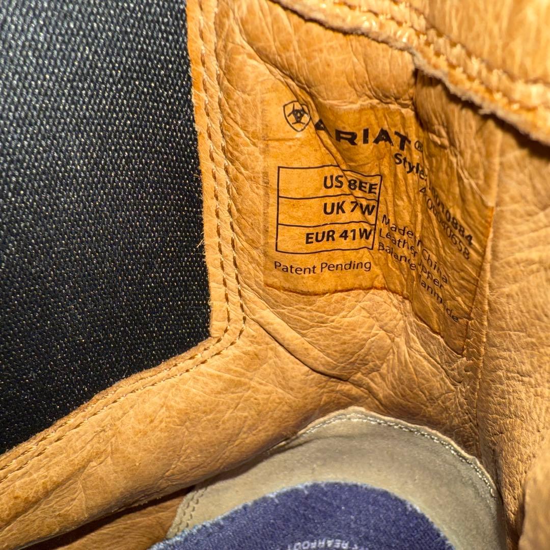 ARIAT　サイドゴアブーツ　フロントジップ　US8　26cm