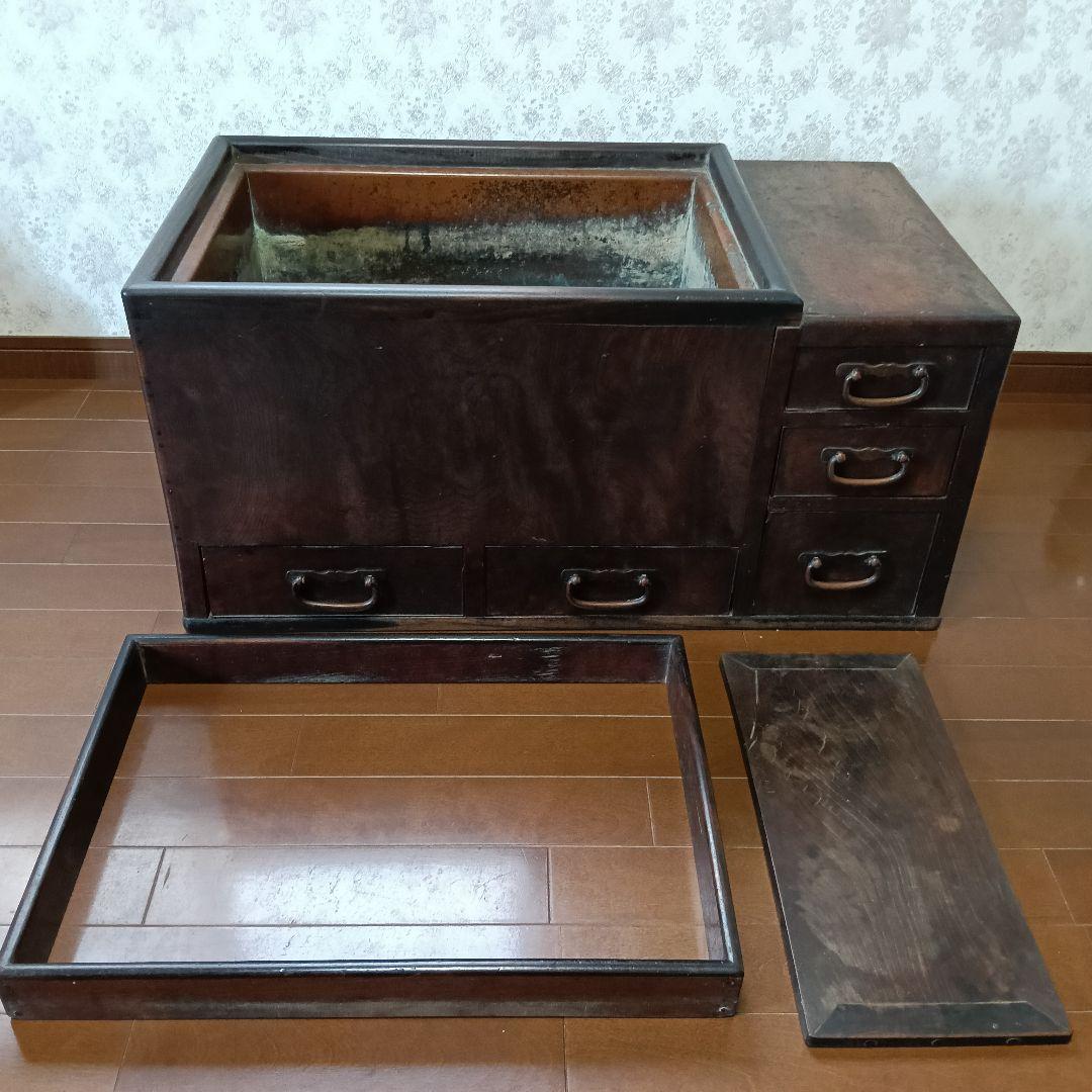 アンティーク　欅　長火鉢