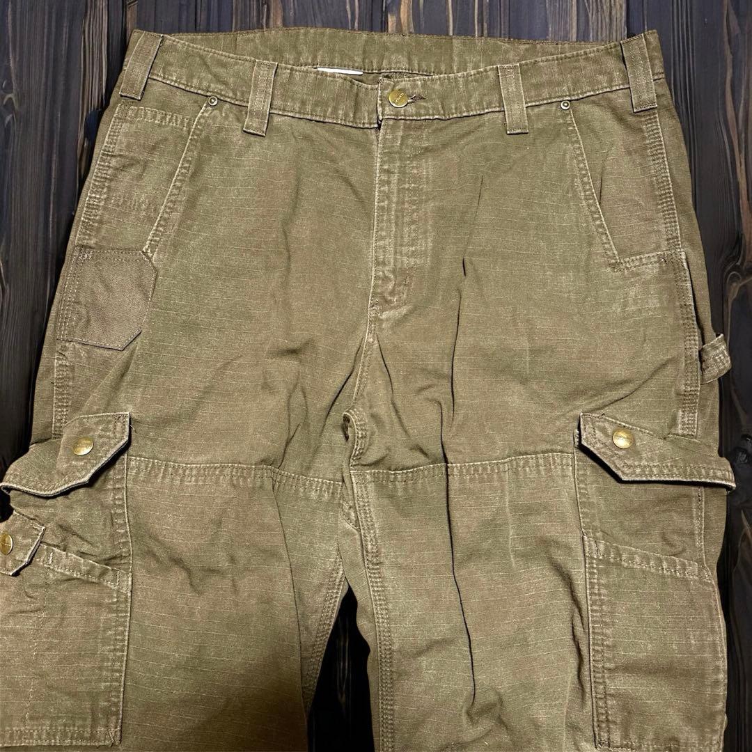 US限定✨カーハート B342 ダブルニー リップストップ カーゴパンツ W38