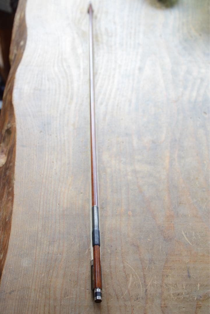 4/4 銀黒檀チェロ弓　美杢フェルナンブコ　80.6g