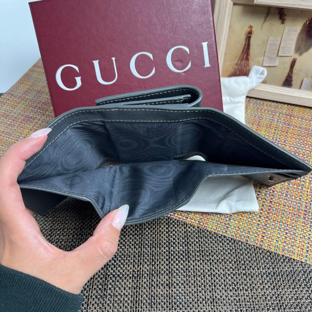 ✨極美品✨GUCCI グッチ ディテール付き　GG　三つ折りウォレット　グレー