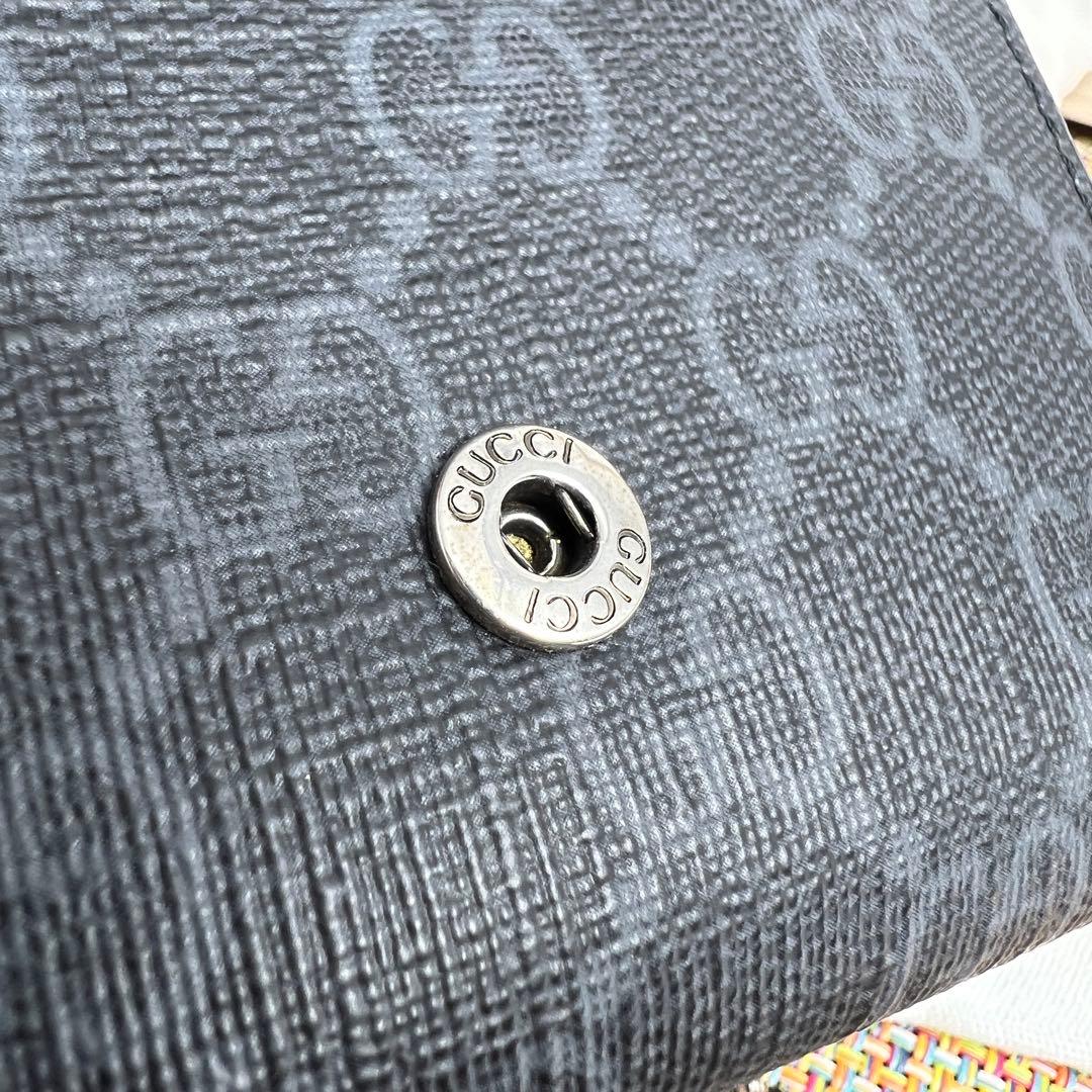 ✨極美品✨GUCCI グッチ ディテール付き　GG　三つ折りウォレット　グレー