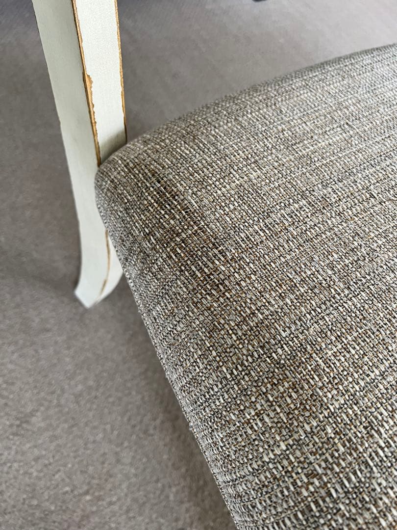 ④ ダイニングチェア　アンティーク仕上げ　白　送料込　輸入家具