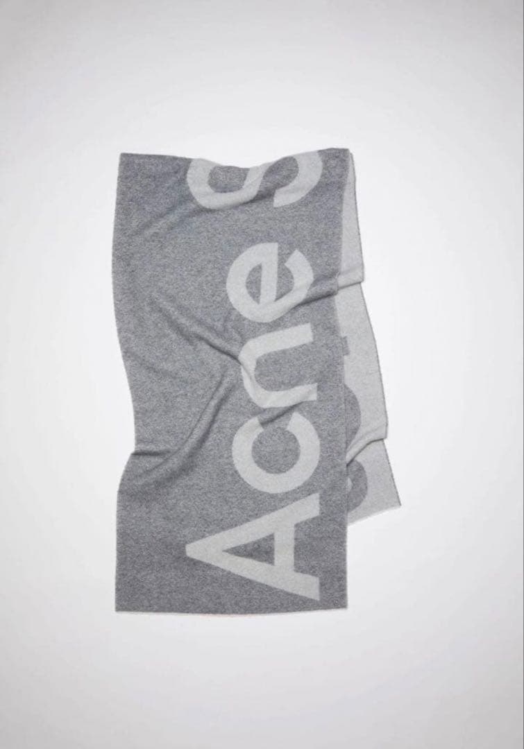 Acne Studios 大判 ロゴジャカードスカーフ グレー マフラー