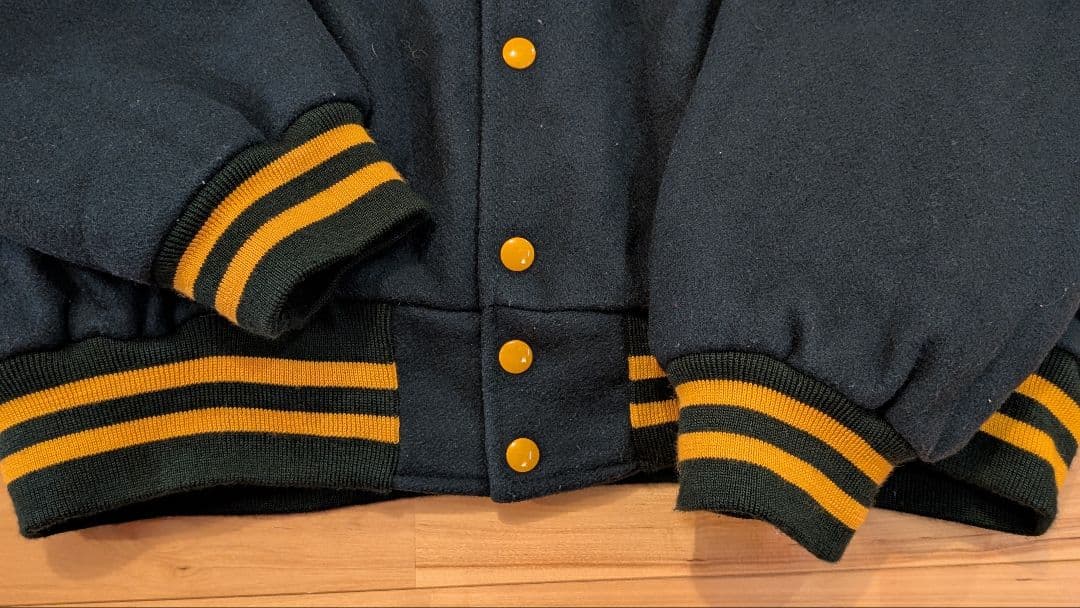 USA製 90s HOLLOWAY ウールスタジャン 緑 ゆるだぼ