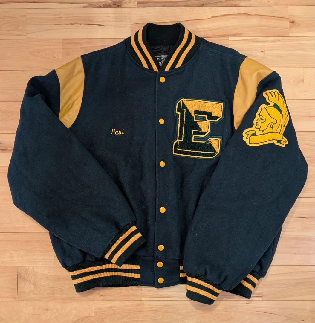 USA製 90s HOLLOWAY ウールスタジャン 緑 ゆるだぼ