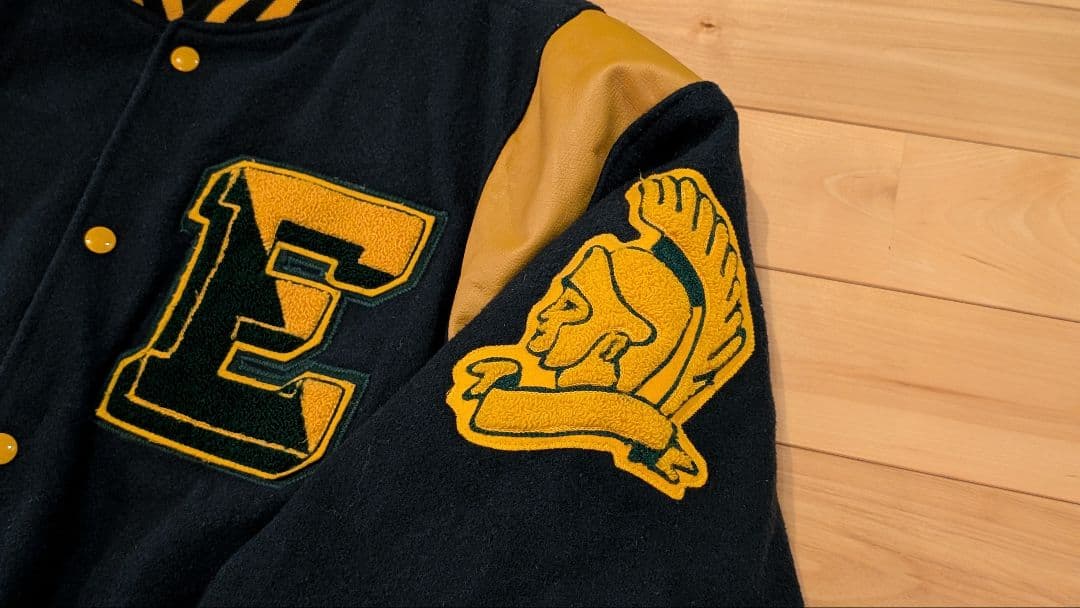 USA製 90s HOLLOWAY ウールスタジャン 緑 ゆるだぼ