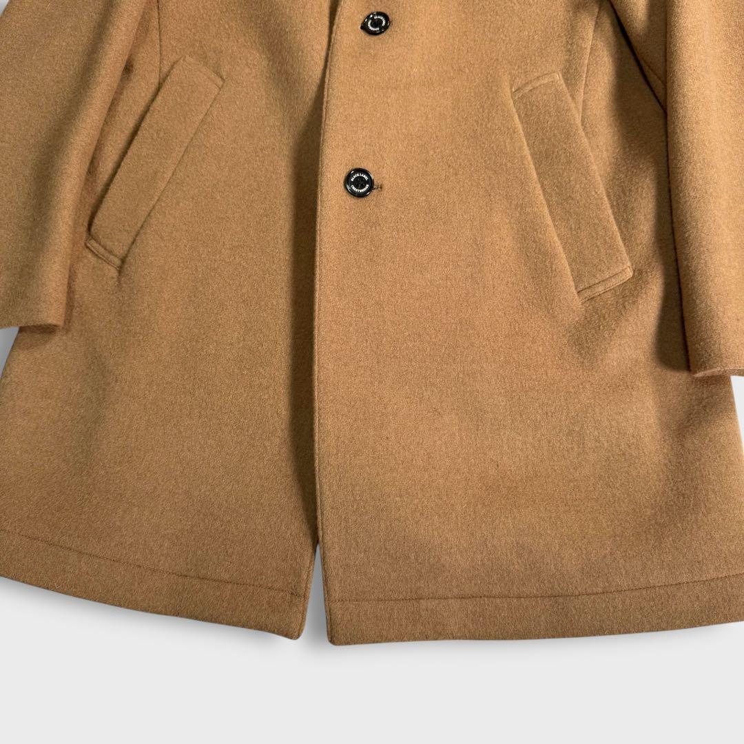 美品 L ブラックレーベルクレストブリッジ チェスターコート キャメル チェック