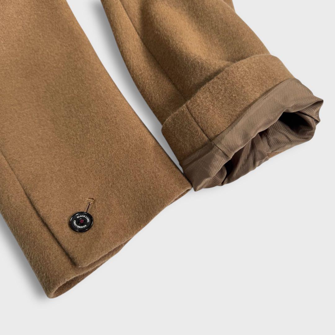 美品 L ブラックレーベルクレストブリッジ チェスターコート キャメル チェック