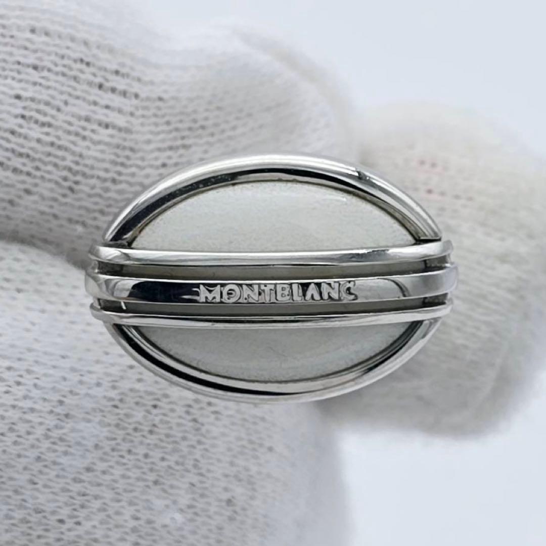 ★MONTBLANC★ カフリンクス オーバル ロゴ ホワイト シルバー