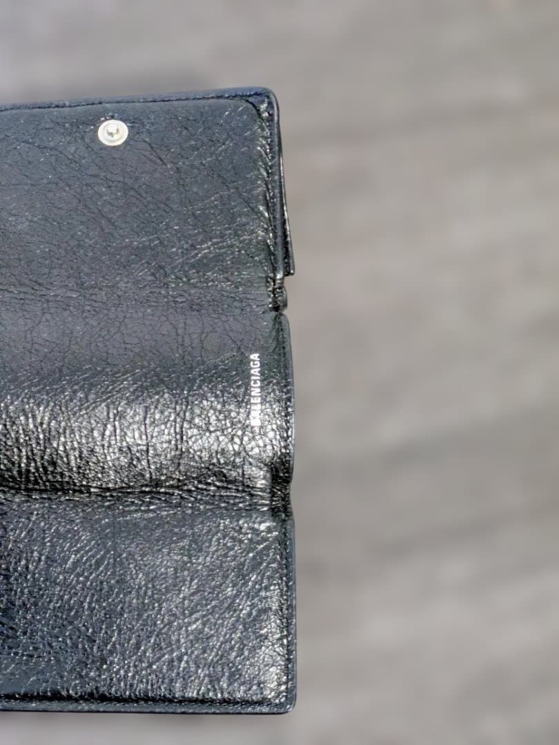 BALENCIAGA ペーパー ミニ ウォレット 三つ折り財布 グラフィティ 黒