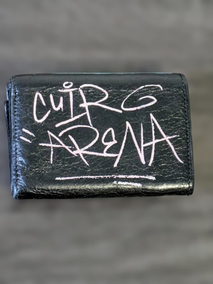 BALENCIAGA ペーパー ミニ ウォレット 三つ折り財布 グラフィティ 黒