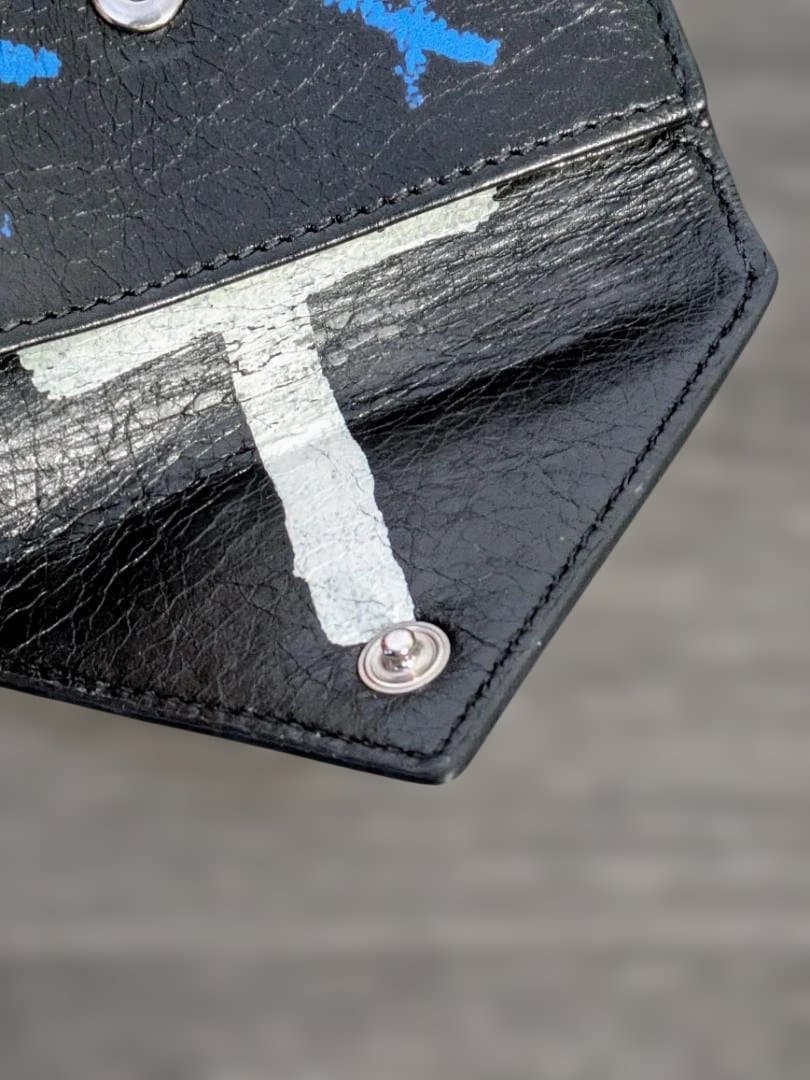 BALENCIAGA ペーパー ミニ ウォレット 三つ折り財布 グラフィティ 黒