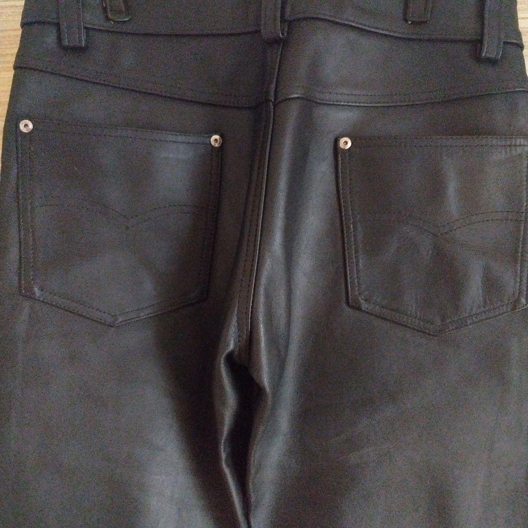 Schott レザー ストレートパンツ 黒