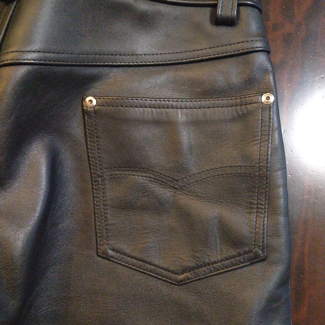 Schott レザー ストレートパンツ 黒