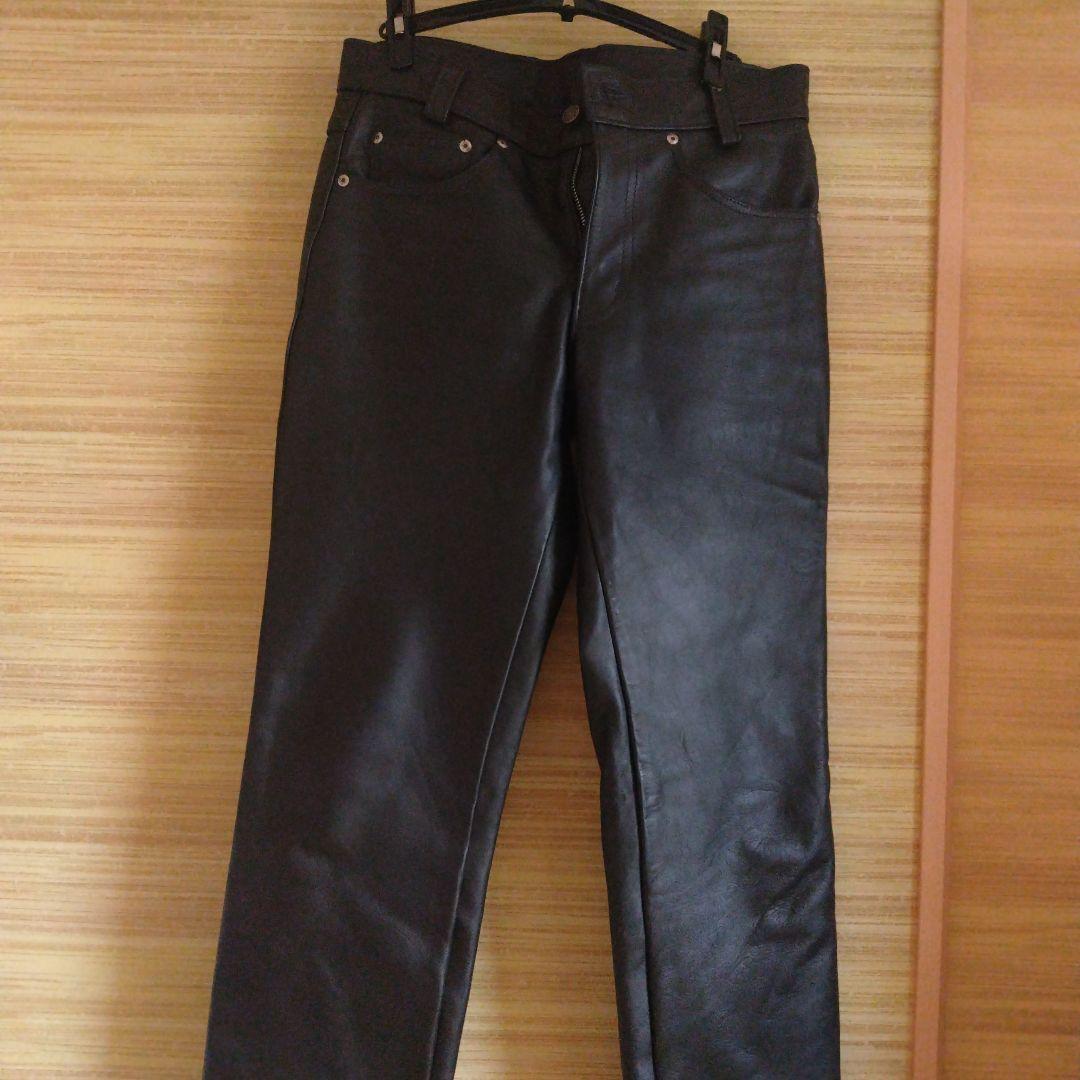 Schott レザー ストレートパンツ 黒