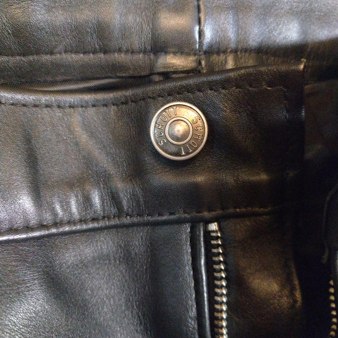 Schott レザー ストレートパンツ 黒