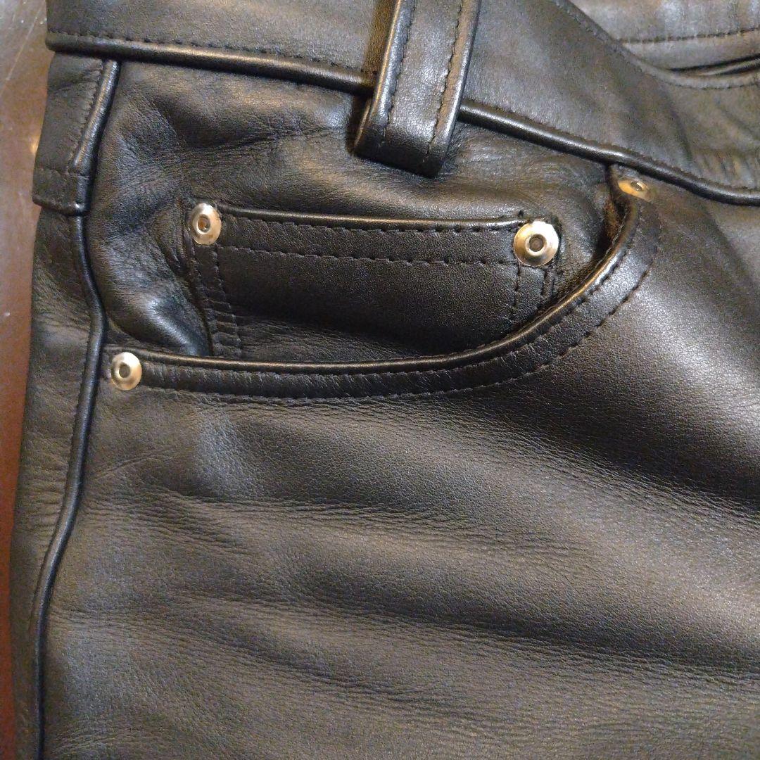 Schott レザー ストレートパンツ 黒