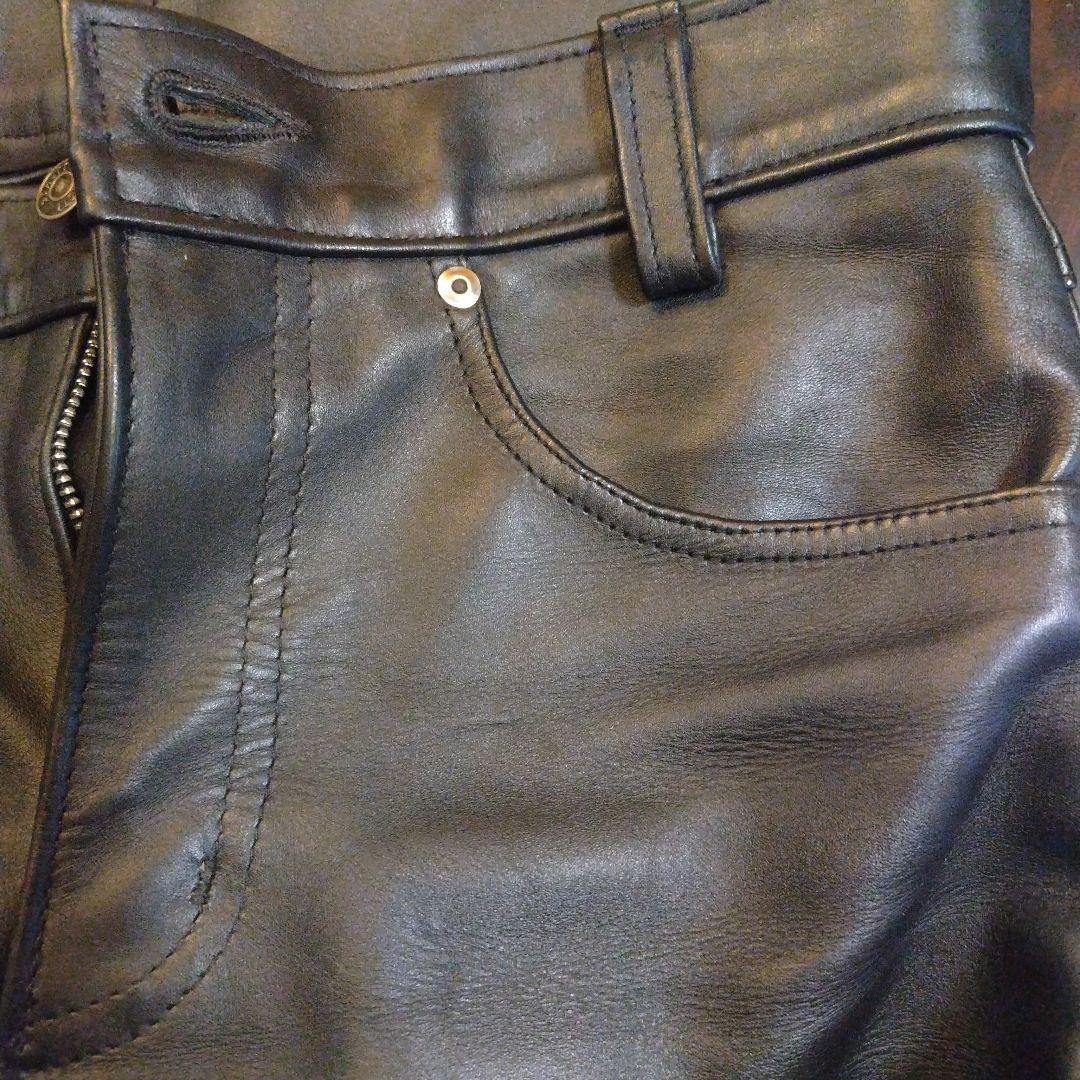 Schott レザー ストレートパンツ 黒