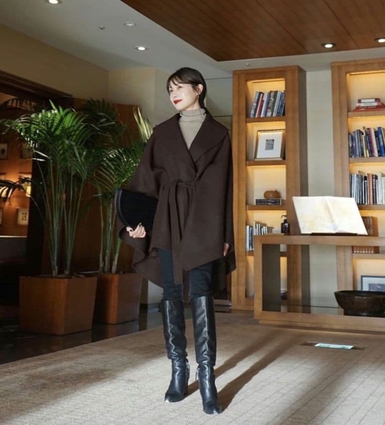 L'Or Irregular hem Cape Coat　ケープコート