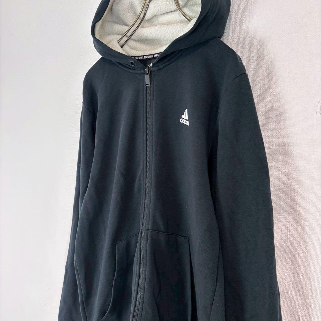 ◆アディダス【M】スウェットフルジップパーカー パンツ セットアップ 刺繍ロゴ