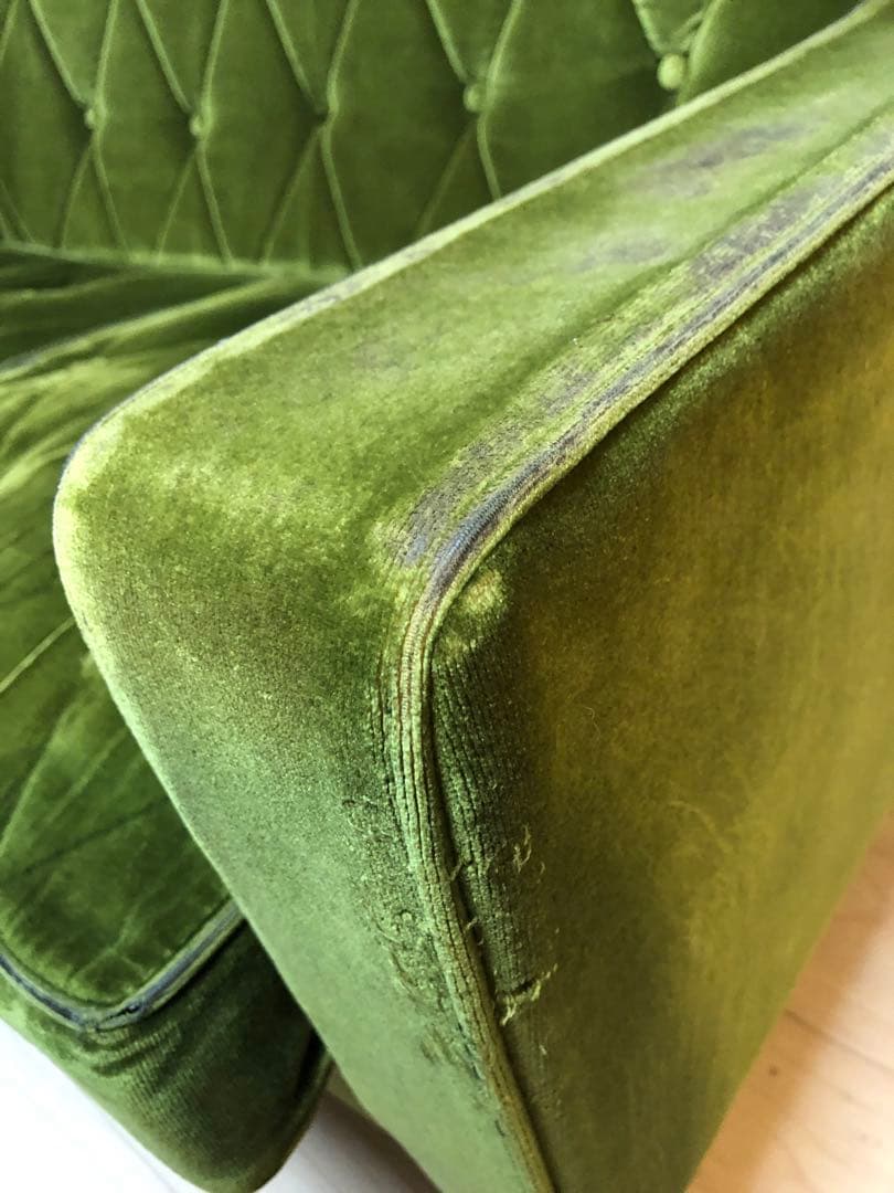 【ジャンク品】カリモク60 ロビーチェア 2シーター モケットグリーン