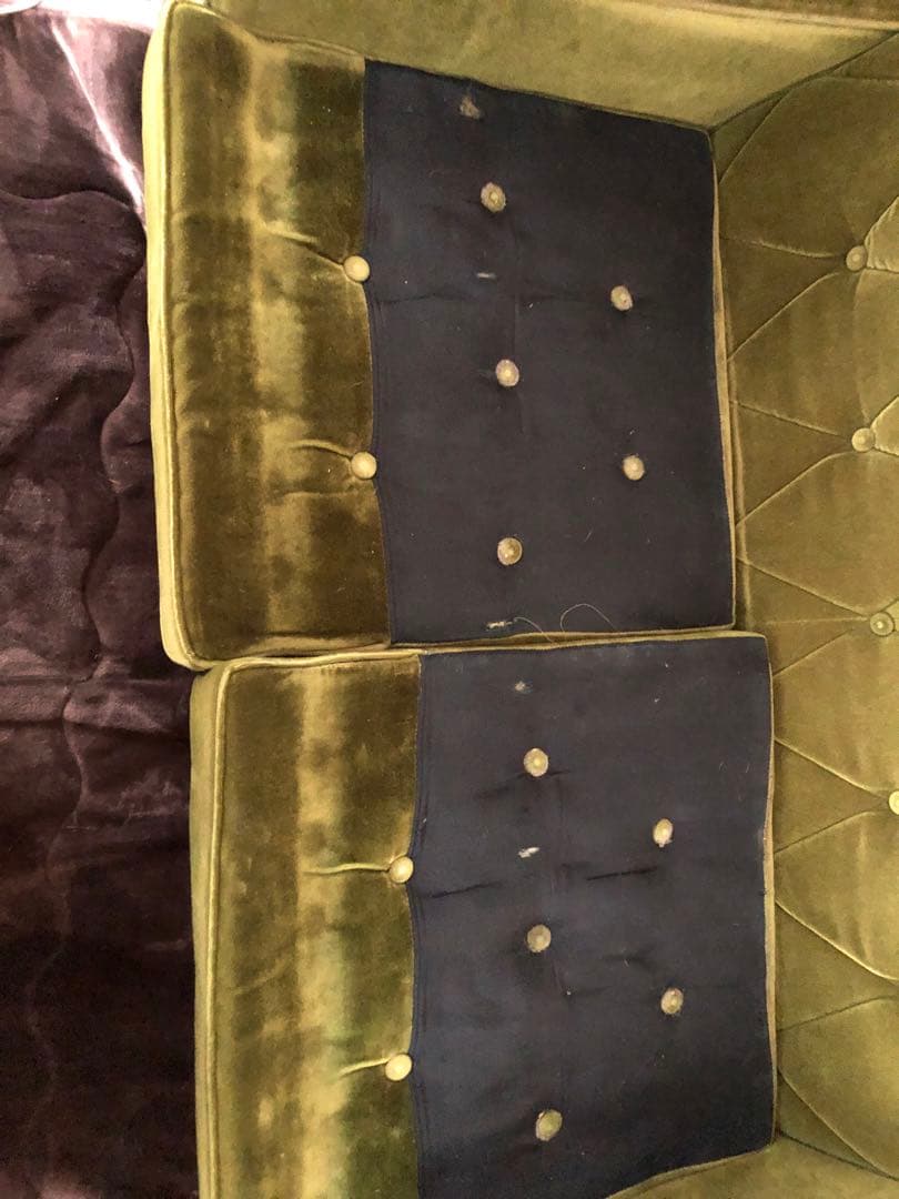 【ジャンク品】カリモク60 ロビーチェア 2シーター モケットグリーン