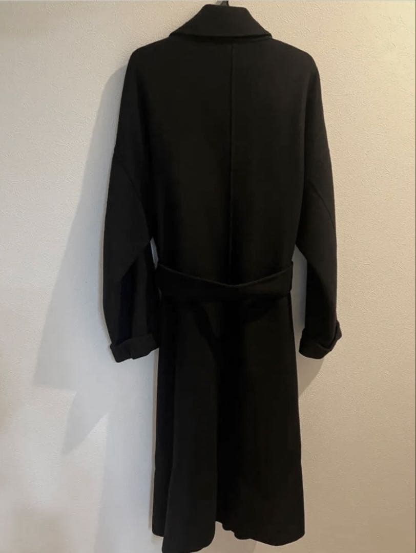 N.O.R.C ノーク ライトウールリバーロングコート ブラック