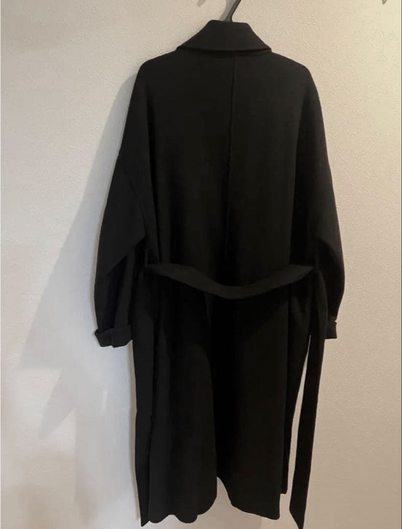 N.O.R.C ノーク ライトウールリバーロングコート ブラック