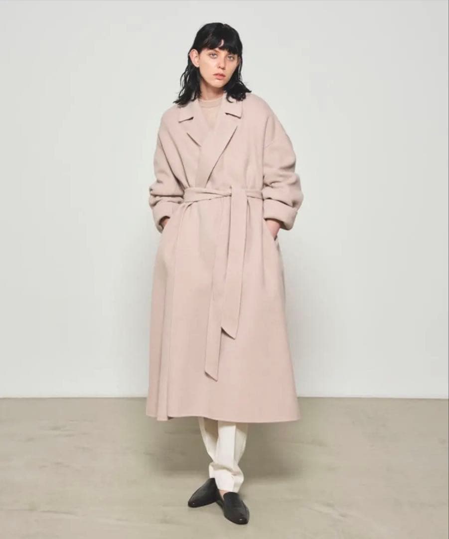 N.O.R.C ノーク ライトウールリバーロングコート ブラック