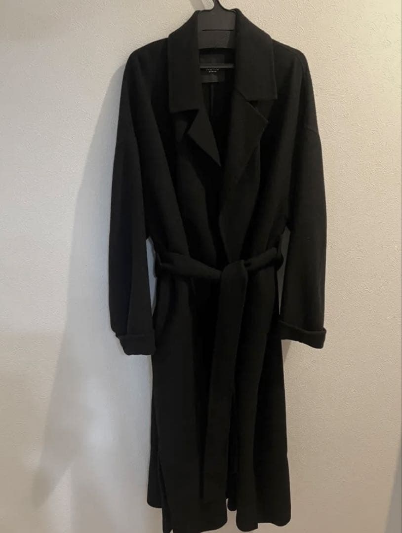 N.O.R.C ノーク ライトウールリバーロングコート ブラック