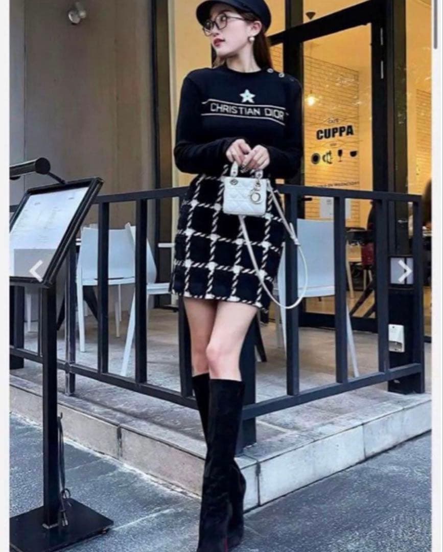 シェリエ　sheller チェックツイードミニスカート