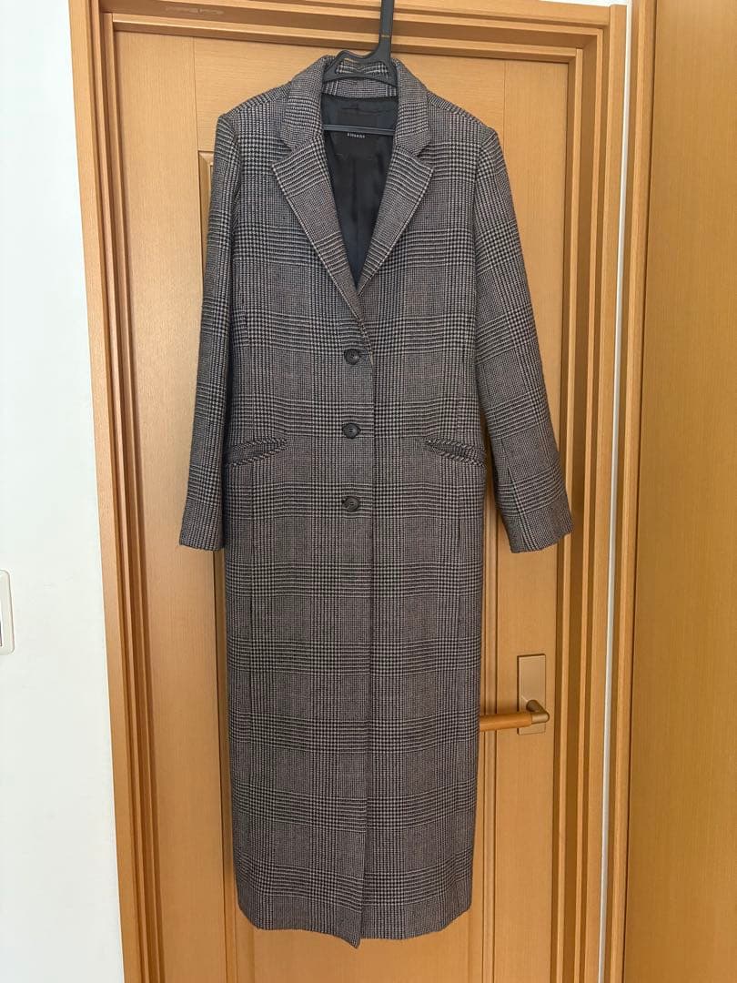 anuans アニュアンス グレンチェックウールチェスターコート