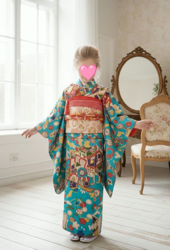 専用です☆アンティークくすみブルーの着物単品