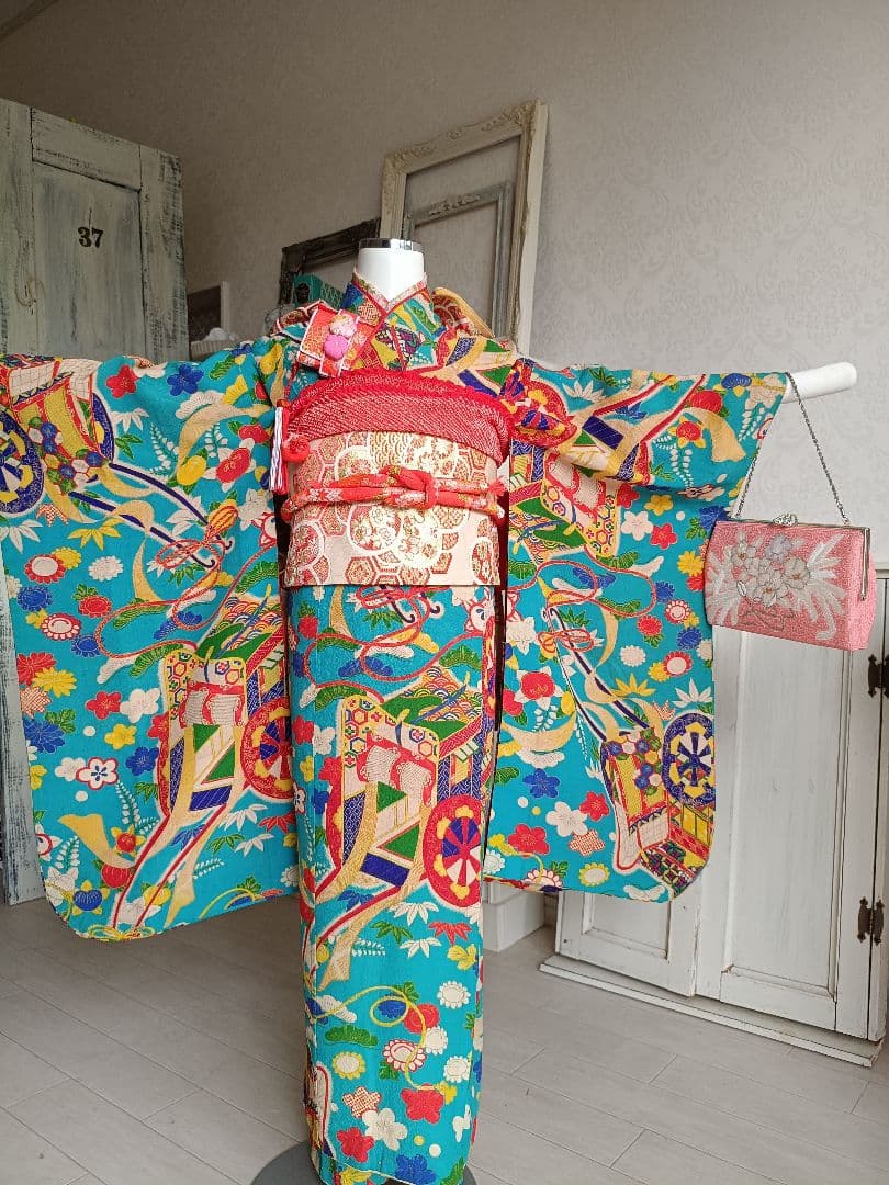 専用です☆アンティークくすみブルーの着物単品