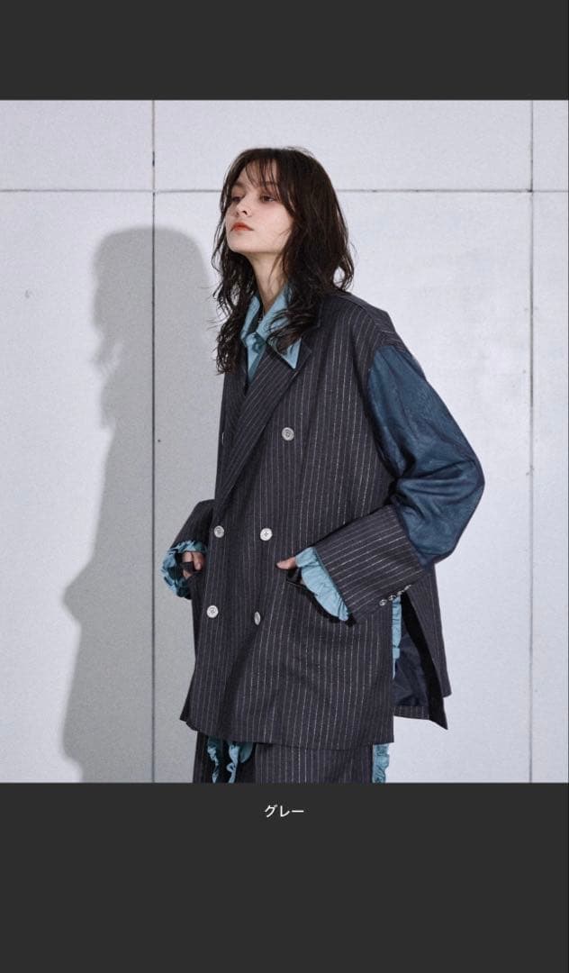 seytoラメストライプレイヤードテイラージャケット サイズ3 グレー