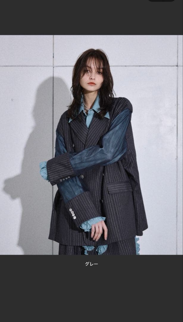 seytoラメストライプレイヤードテイラージャケット サイズ3 グレー