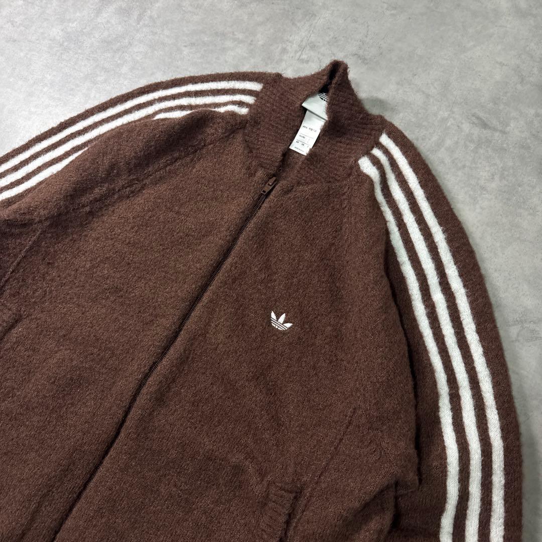 現行 adidas トラックジャケット ニット カーディガン ブラウン S