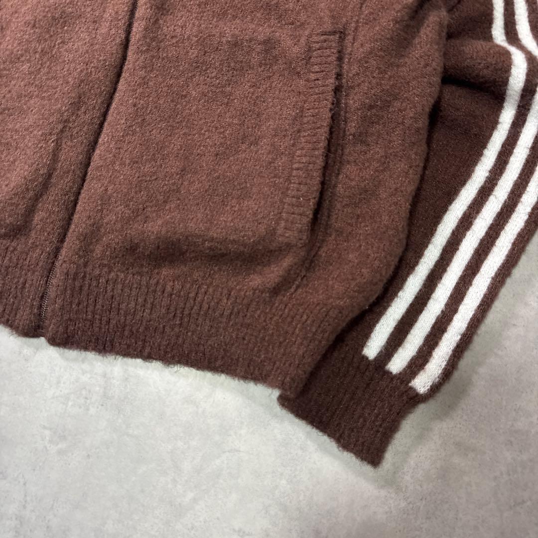 現行 adidas トラックジャケット ニット カーディガン ブラウン S