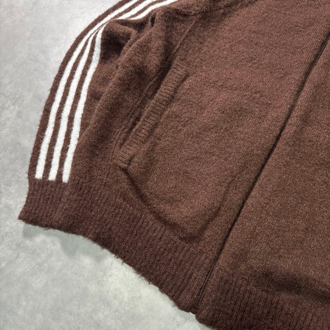現行 adidas トラックジャケット ニット カーディガン ブラウン S