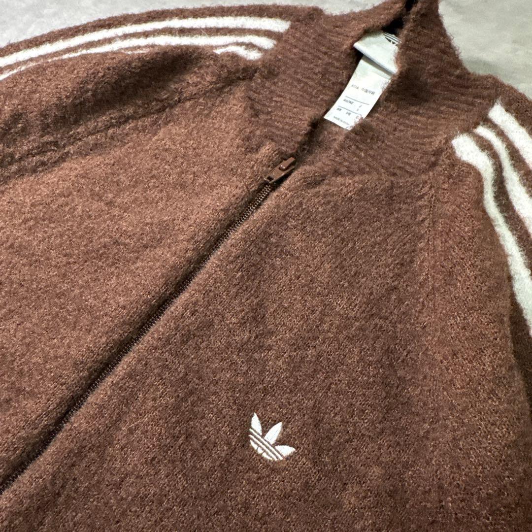 現行 adidas トラックジャケット ニット カーディガン ブラウン S