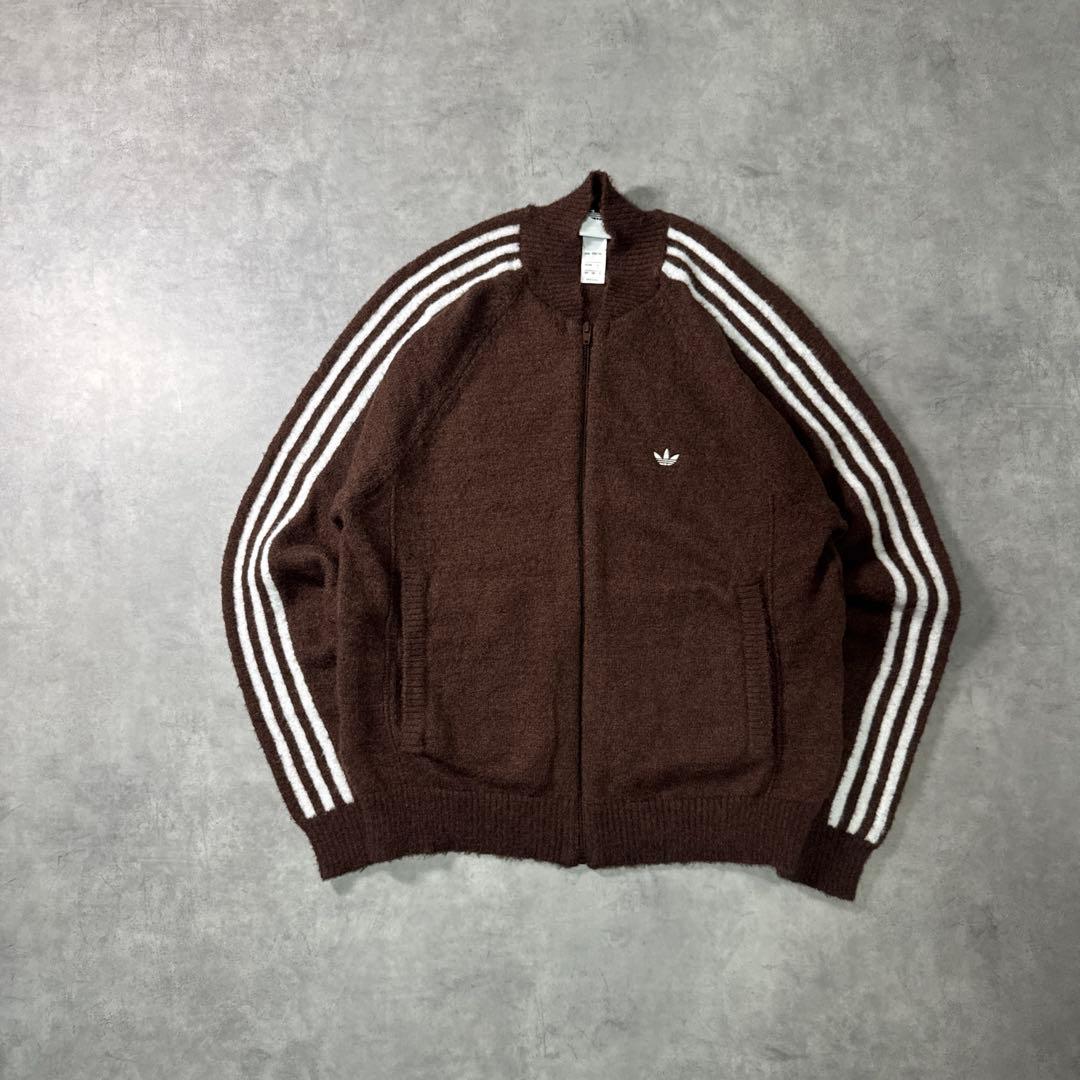 現行 adidas トラックジャケット ニット カーディガン ブラウン S