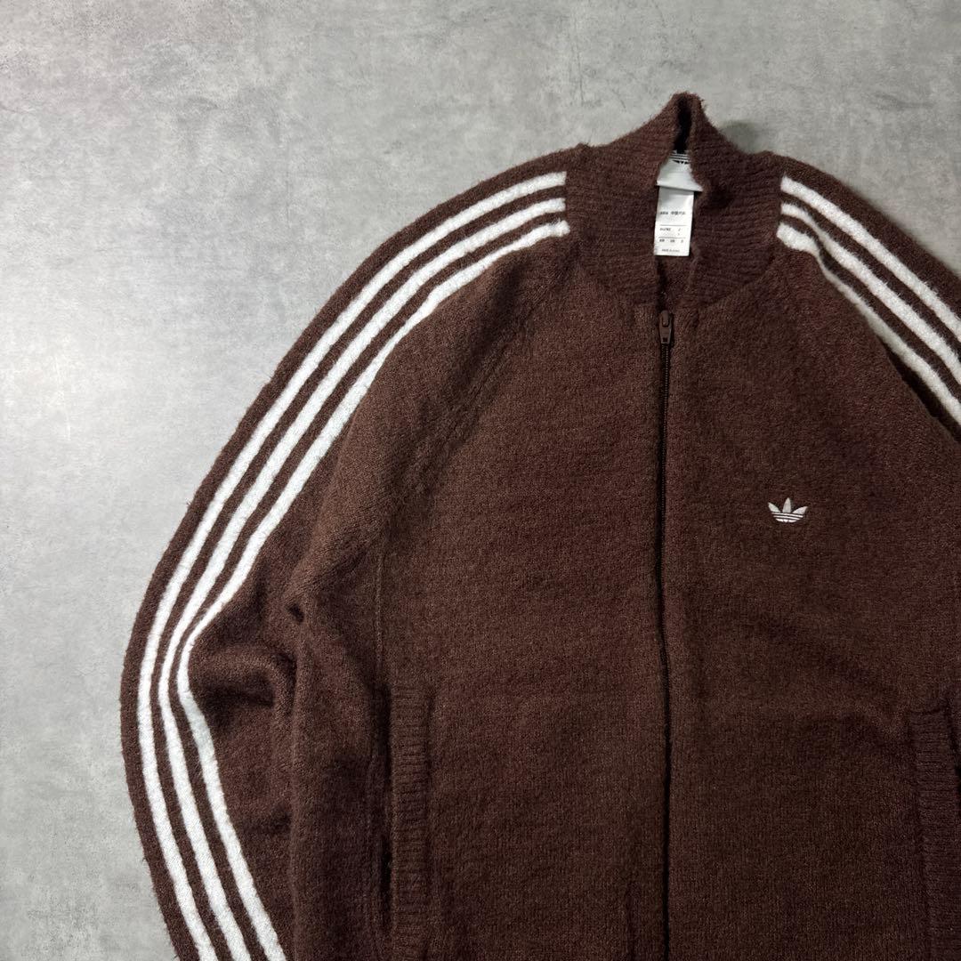 現行 adidas トラックジャケット ニット カーディガン ブラウン S