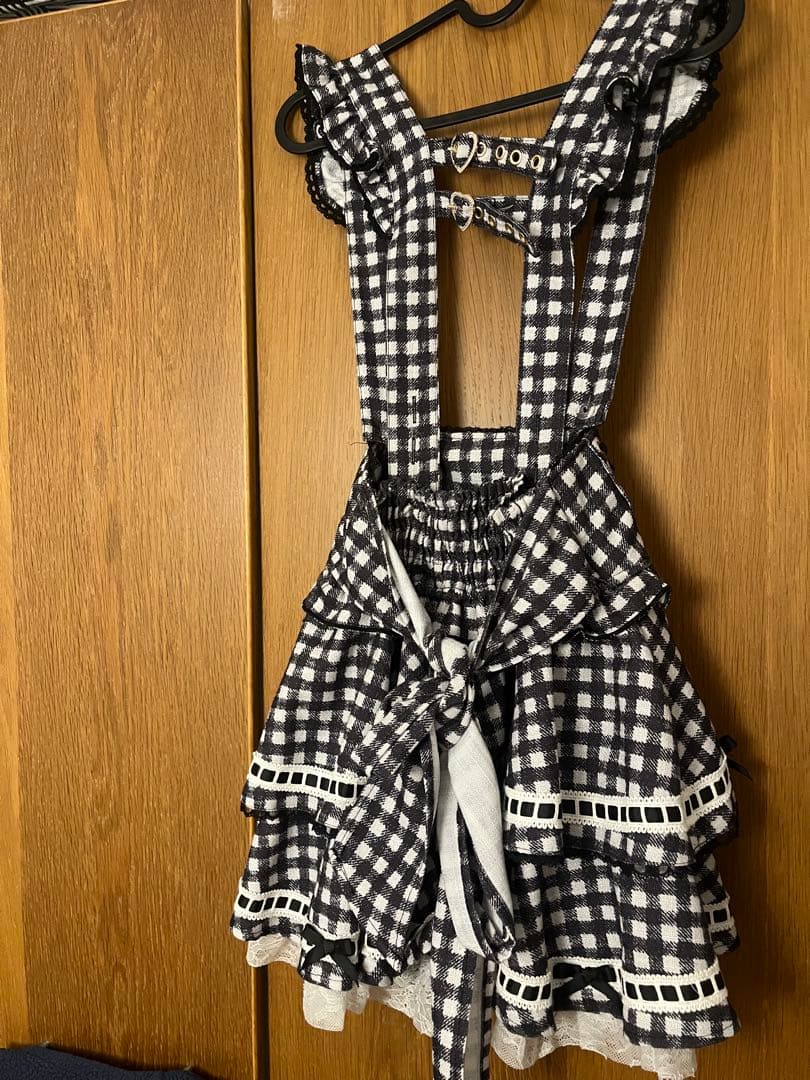 LIZLISA リズリサ　はしごリボンギンガムティアードスカパン ブラック