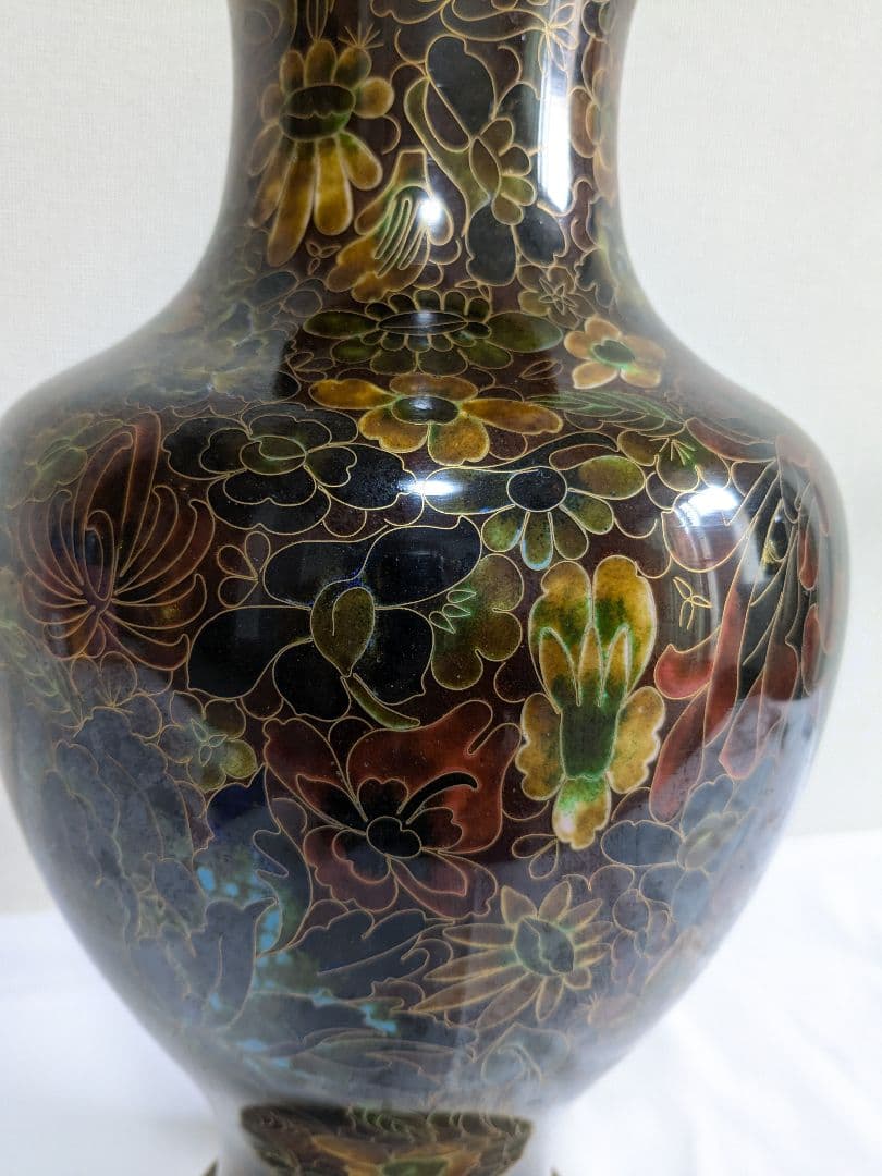 大きめ 七宝焼 花瓶 中国