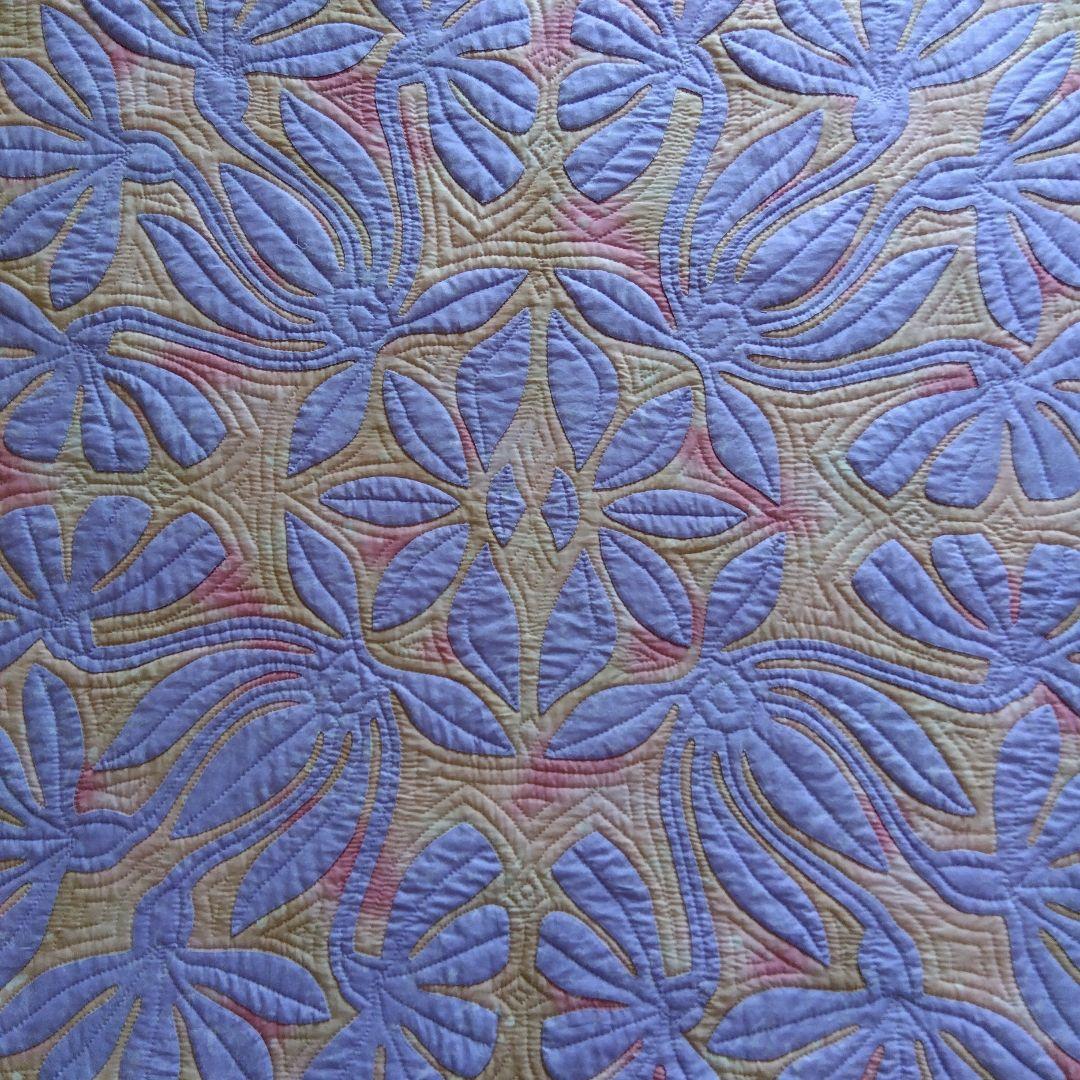 【大】ハワイアンキルトのタペストリー、カバー（手縫い）